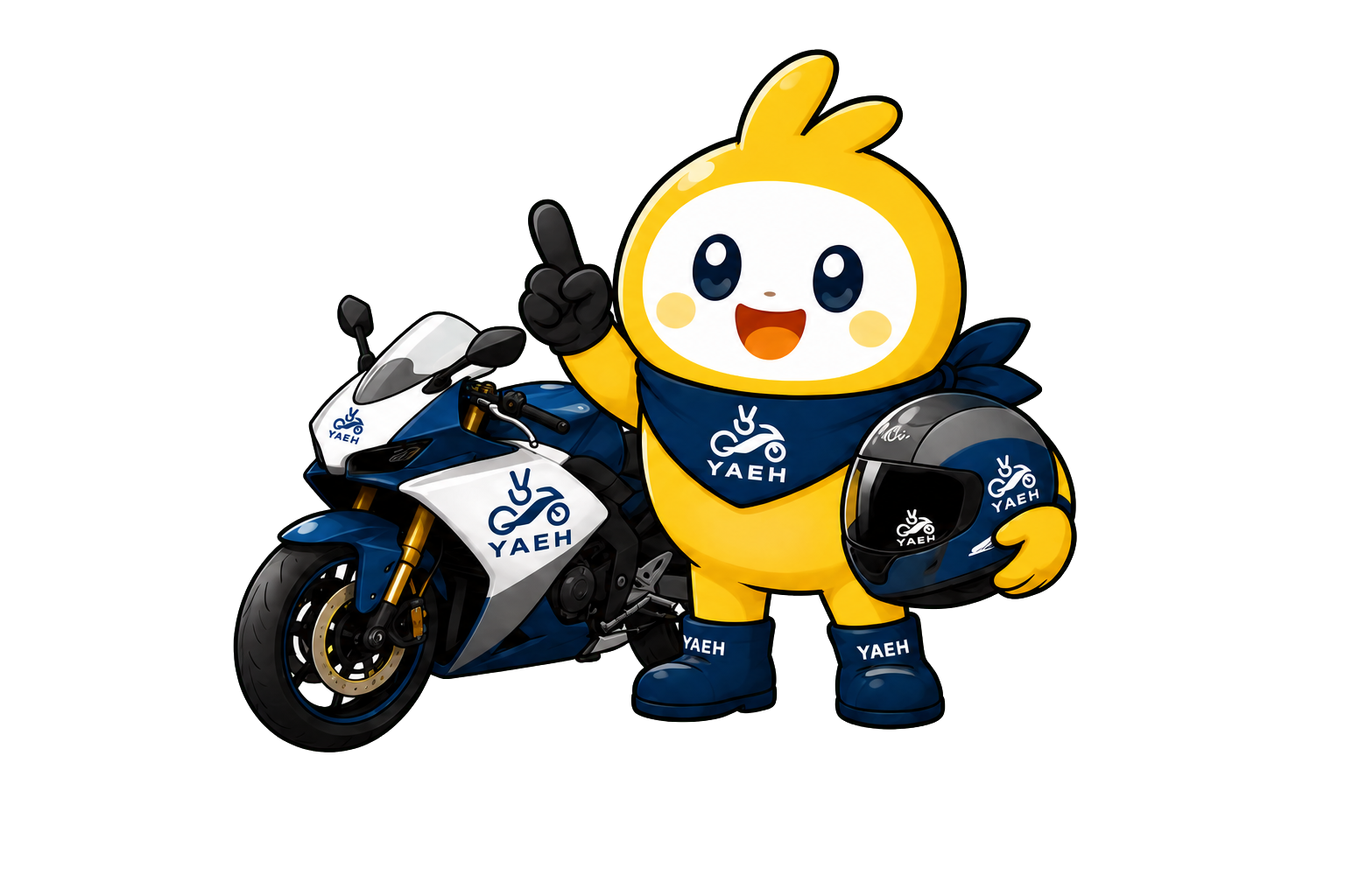 バイクと一緒のYAEHイメージキャラクター、ヤッピー